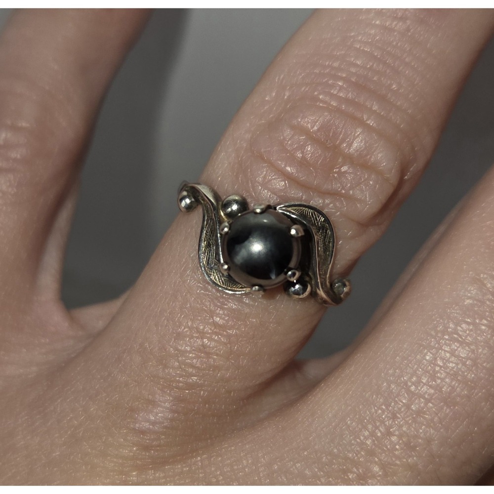 Vintage Bell Trading Post Sterling Silver Hematite Bead Band Ring Size 6.5